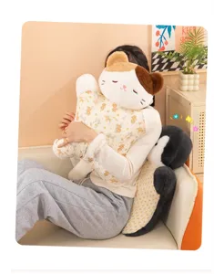 Cute cat plush toy soft hugging pillow cozy cushion for girls sleeping and room decor
