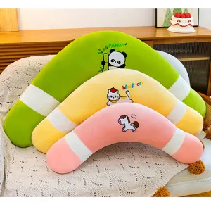 Cute boomerang shaped plush body pillow, soft side sleeping pillow for women and girls.