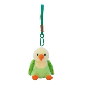 Cute bird plush toy keychain, fluffy sparrow parrot doll pendant for bag, lovely gift.