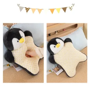 Cute penguin plush pillow soft stuffed animal cartoon cushion for bedroom bed decor