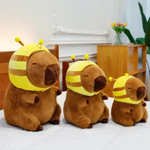 Süßes Kapibara Plüschtier mit Bienenmütze weiche Kuscheltier Puppe Kissen für Mädchen Hauptbild