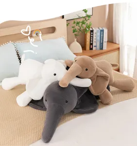 Elephant plush toy cute stuffed animal pillow soft doll cute bedroom bed decor detail view