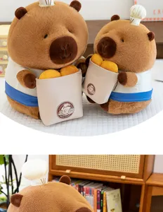 Lindo Capibara De Peluche Muñeca Chef Sosteniendo Pan Suave Animal De Peluche Regalo