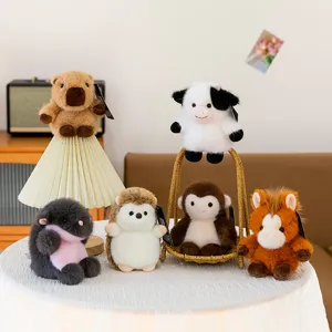 Cute Cartoon Animal Plush Toy Soft Stuffed Cat Capybara Doll Squeezable Sound Desktop Ornament Kids Companion Gift