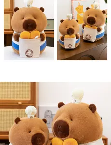 Lindo Capibara Peluche Chef Pan Animal de Peluche Suave Muñeca Juguete Regalo para Niños