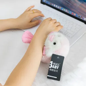 Cute pink and white plush bird toy doll, soft stuffed animal toy for desktop decoration.