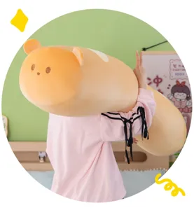 Cute cartoon bear bread long plush body pillow soft cream comfortable sleep bolster gift