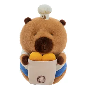 Lindo peluche de capibara panadero muñeco de peluche con pan y gorro de cocinero infantil