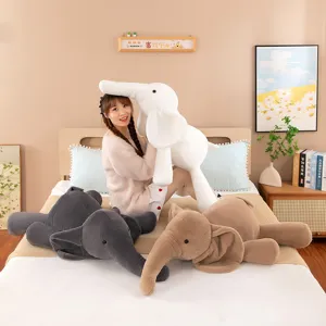 Cute plush elephant pillow soft stuffed animal toy large bed companion cushion for kids