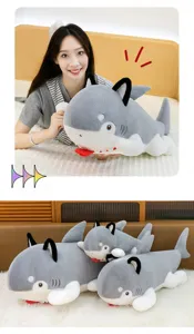 Mignon requin chien peluche jouet oreiller long sommeil jambe douce poupée en peluche marine