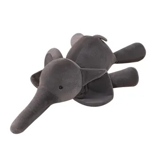 Dark grey elephant plush toy, soft stuffed animal pillow for kids and home bed decoration.