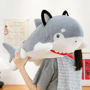 Joli requin chien en peluche kawaii long oreiller câlin doux animal marin en peluche