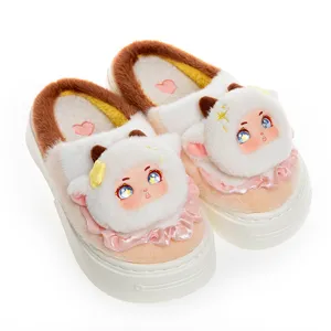 Morbide pantofole in peluche da interno, scarpe invernali calde con grazioso design a cartoon.