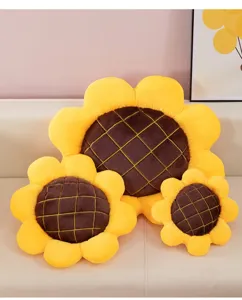 Sunflower plush cushion set, cute floral throw pillow for sofa, chair, and car interior decor.