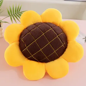 Cute Sunflower Plush Cushion Soft Stuffed Flower Pillow Cartoon Sofa Chair Back Cushion Home Decor Yellow Flower Toy