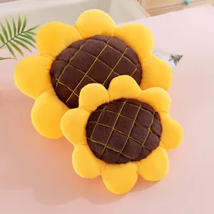 Cute sunflower plush pillow set soft flower cushion sofa decor cozy room aesthetic toy gift