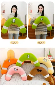 Colorful cute animal body hug pillow for side sleeping, soft plush pregnancy support cushion.