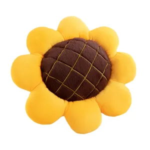 Cute sunflower plush cushion soft flower pillow for sofa living room chair home decor main view