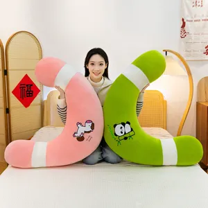 C-shaped cute plush body pillow for sleeping, soft cotton pregnancy side sleeper cushion gift