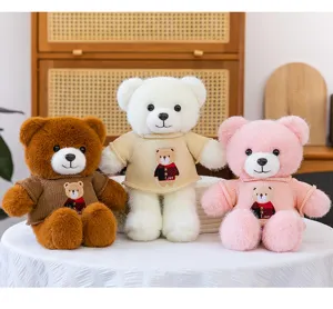 Schattige pluche teddybeer pop zacht gevuld dier speelgoed met gebreide trui voor cadeautje.