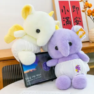 Cute cartoon elephant plush toy with diaper design soft stuffed doll lovely birthday gift