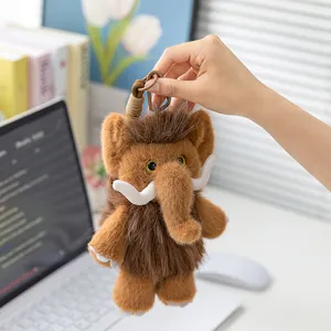 Cute mammoth plush keychain soft stuffed animal bag pendant fluffy doll toy great gift