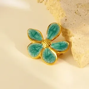 Roestvrijstalen bloemen emaille broche, zoete stijl plant sieraden voor vrouwen, chic accessoire.