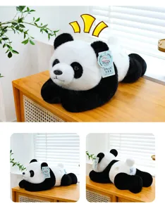 Adorable panda gigante de peluche tumbado, suave almohada de animal para regalo.