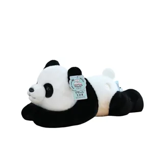 Adorable panda gigante de peluche tumbado, muneco animal suave, comoda almohada sueno regalo.