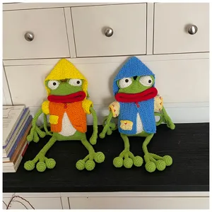 Sac bandoulière grenouille au crochet mignon fait main, pochette téléphone en tricot rigolo.