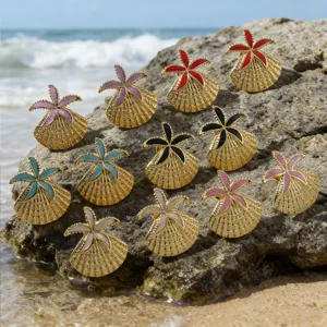 Orecchini a lobo con conchiglia di stella marina in acciaio inossidabile stile mare