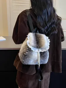 Zaino in peluche soffice donna grazioso motivo cervo piccolo zaino autunno inverno moda