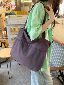 Borsa a tracolla in tela di grande capacità per donne, borsa retro versatile per il lavoro.