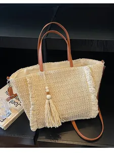 Straw Tote Bag Women Woven Handbag Large Capacity Casual Shoulder Beach Bag New