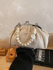 Sac Coquillage Tissé Boho Femme Sac à Main Perlé Plage Vacances Bandoulière Neuf