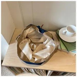 Vintage color block canvas shopper tas voor dames, grote casual schoudertas voor dagelijks.