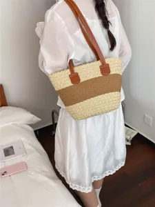 Sac cabas paille grande capacité été plage sac épaule bandoulière femme voyage vacances