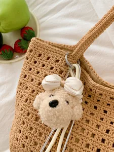 Sac à bandoulière en paille tissée décontracté pour femme, beau sac de plage d'été