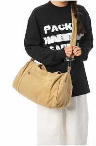 Vrouwen mode canvas reistas grote capaciteit schoudertas crossbody tas casual beige