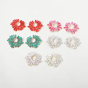 Prachtige kristallen zonnebloem strass legering oorbellen mode trend sieraden