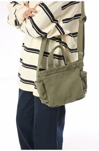 Vintage canvas crossbody bag for women, large capacity casual daily shoulder tote bag.