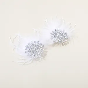 Prachtige kristallen strass veer oorringen detail met schitterend glanzend bloem design.