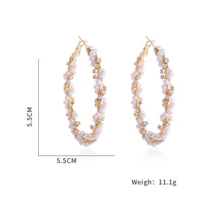 Vintage parel strass wikkel creolen elegante mode sieraden voor dames dagelijkse outfit