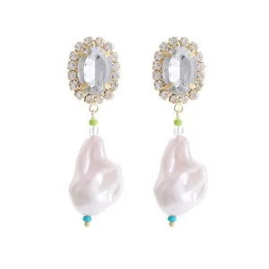 Elegante vintage barok parel oorbellen met kristallen cluster voor stijlvolle dames.