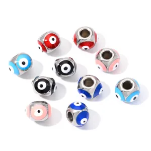 Stainless steel evil eye beads for DIY jewelry making bracelets necklaces multi color set