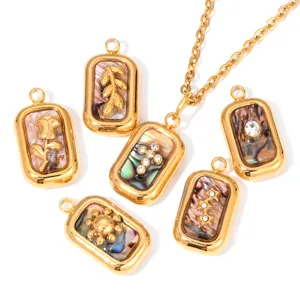 Gold stainless steel rectangle pendants DIY jewelry making necklace accessories set