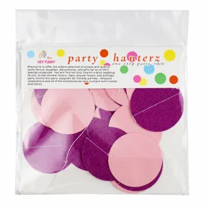 2m glitter round paper garland for party and birthday decoration, pink and purple string hanging.