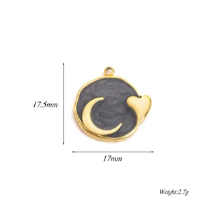 Stainless steel pendant DIY round electroplated necklace bracelet jewelry accessory 17.5mm