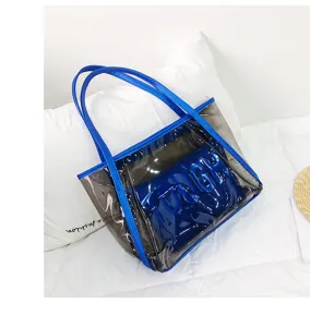 Transparent jelly tote bag large capacity summer beach shoulder bag clear PVC handbag