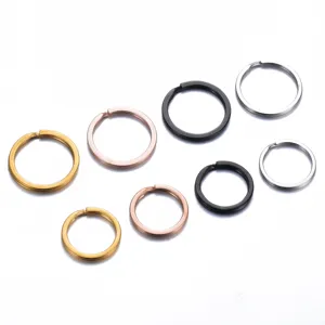 Minimalistische Roestvrijstalen Platte Sleutelring Vacuüm Vergulde Dubbellaagse O-Ring Metalen Splitring Voor Sleutelhanger DIY Hardware Accessoires